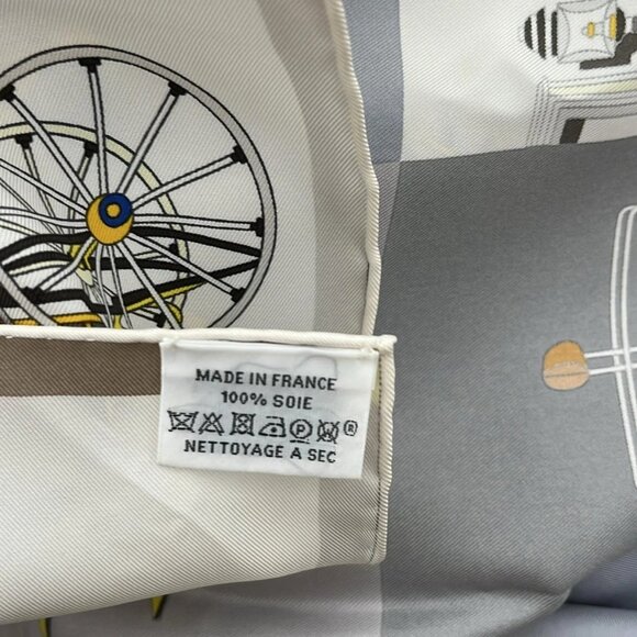 HERMES Carre 90 Navy Gray Multi Scarf 308-071225 - Picture 6 of 6